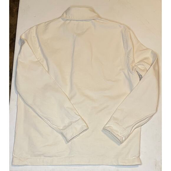 H&M Heavy Cotton Canvas Utility Overshirt Jacket L Cream Chore Style EUC Unisex - Picture 10 of 10